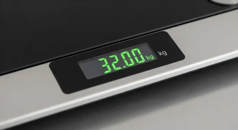 Digital weighing scale showing 32 kg reading